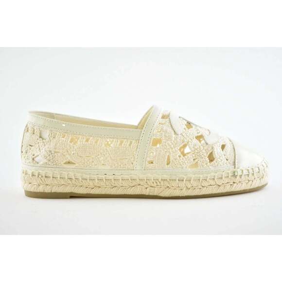 Chanel 20S Beige Ivory Patent Leather CC Logo Espadrille Slip On Ballet Flat 42 - Picture 5 of 9